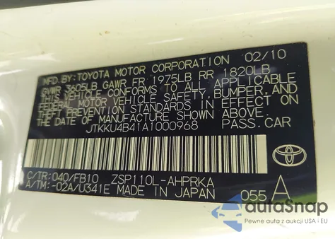 2010 Scion Xd из США, поврежденный, VIN JTKKU4B41A1000968